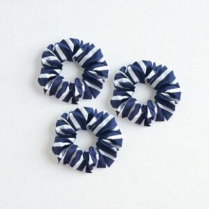 Navy and White Striped set of 3 Scrunchies